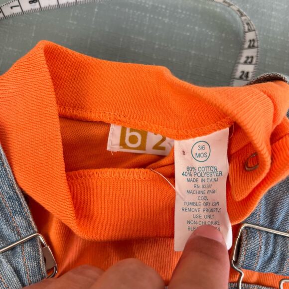 Vintage B2 Beluga Boyswear Orange Blue Shortall Set 3-6 Months NWT - Picture 5 of 9